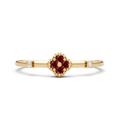 Dainty Gemstone Flower Cluster Ring – Round
