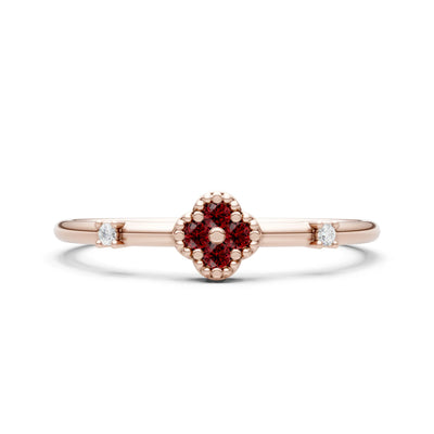Dainty Gemstone Flower Cluster Ring – Round