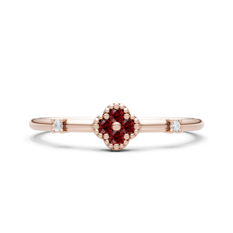 Dainty Gemstone Flower Cluster Ring – Round