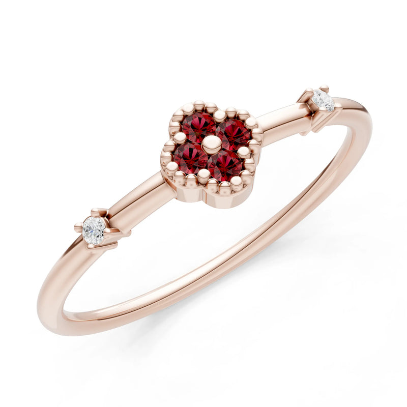 Dainty Gemstone Flower Cluster Ring – Round