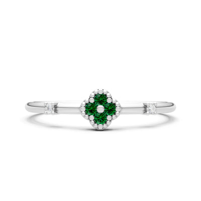 Dainty Gemstone Flower Cluster Ring – Round