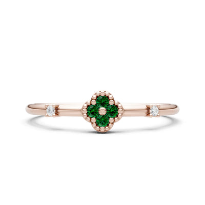 Dainty Gemstone Flower Cluster Ring – Round