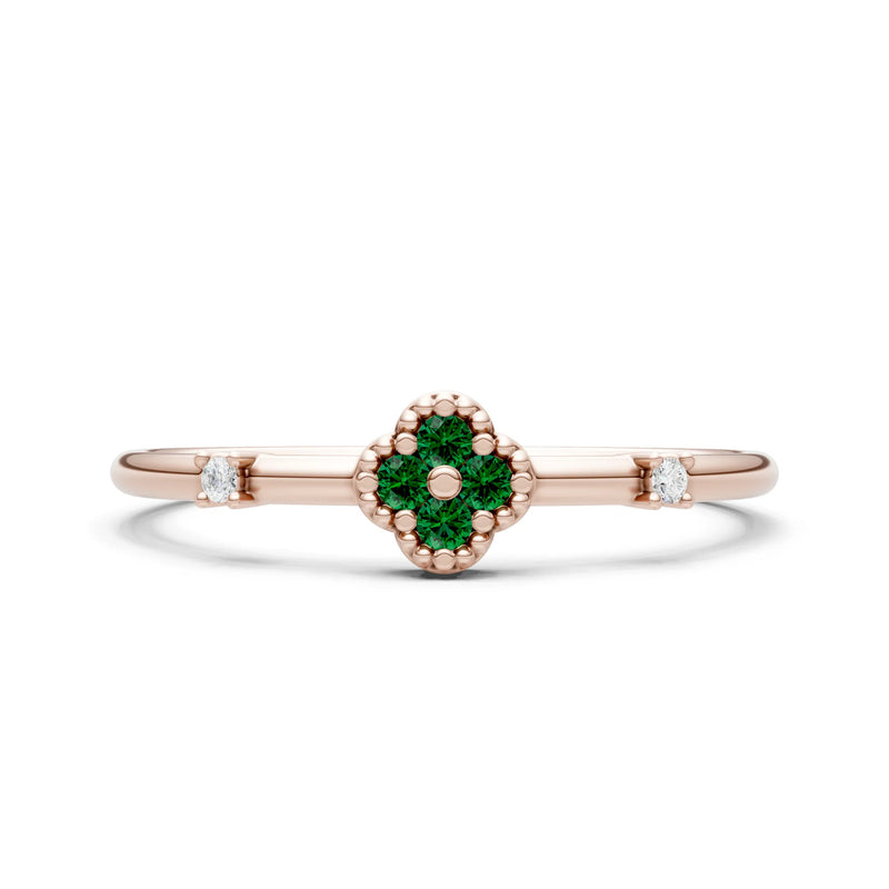 Dainty Gemstone Flower Cluster Ring – Round