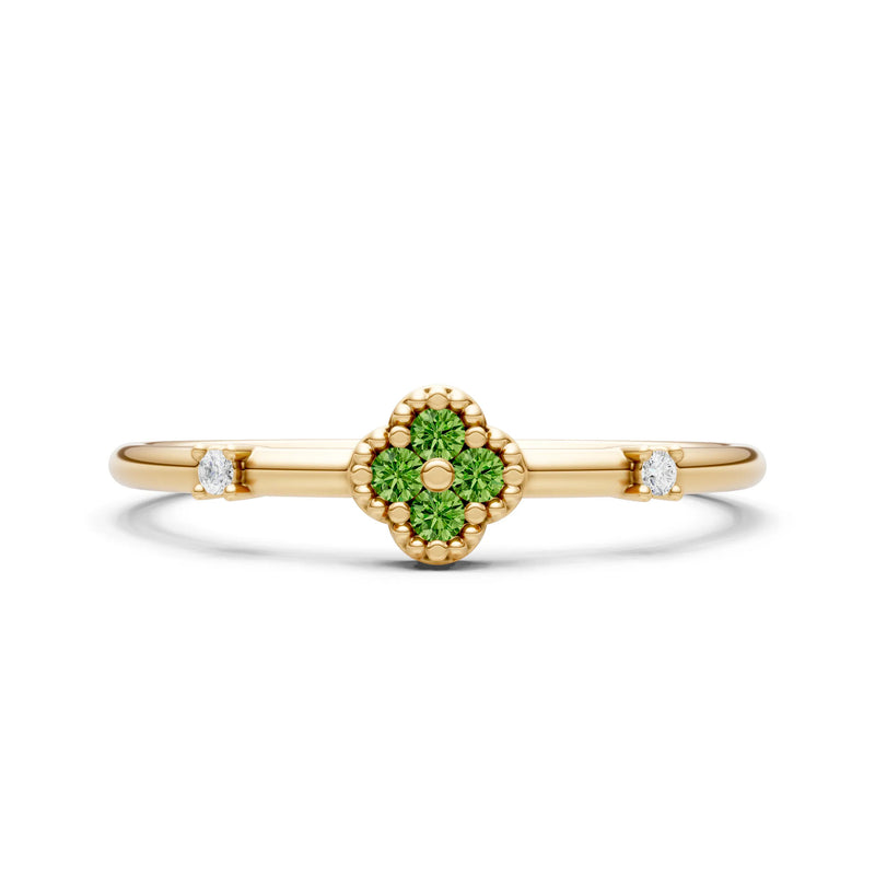 Peridot Dainty Gemstone Flower Cluster Ring – Round