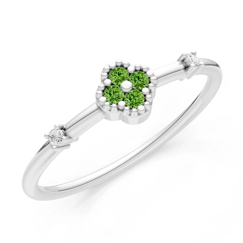 Peridot Dainty Gemstone Flower Cluster Ring – Round