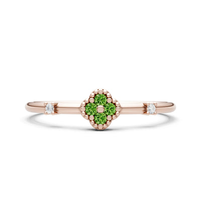 Dainty Gemstone Flower Cluster Ring – Round