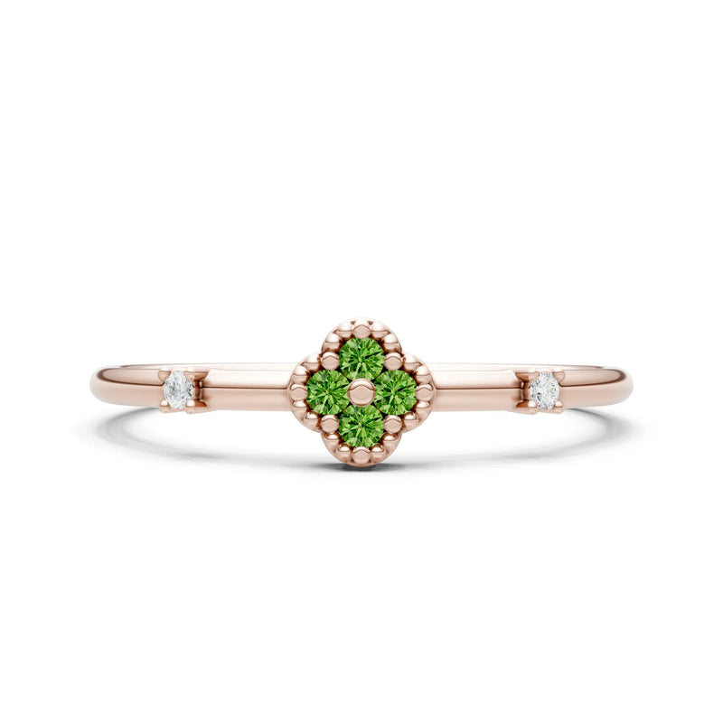 Dainty Gemstone Flower Cluster Ring – Round