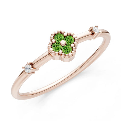 Peridot Dainty Gemstone Flower Cluster Ring – Round