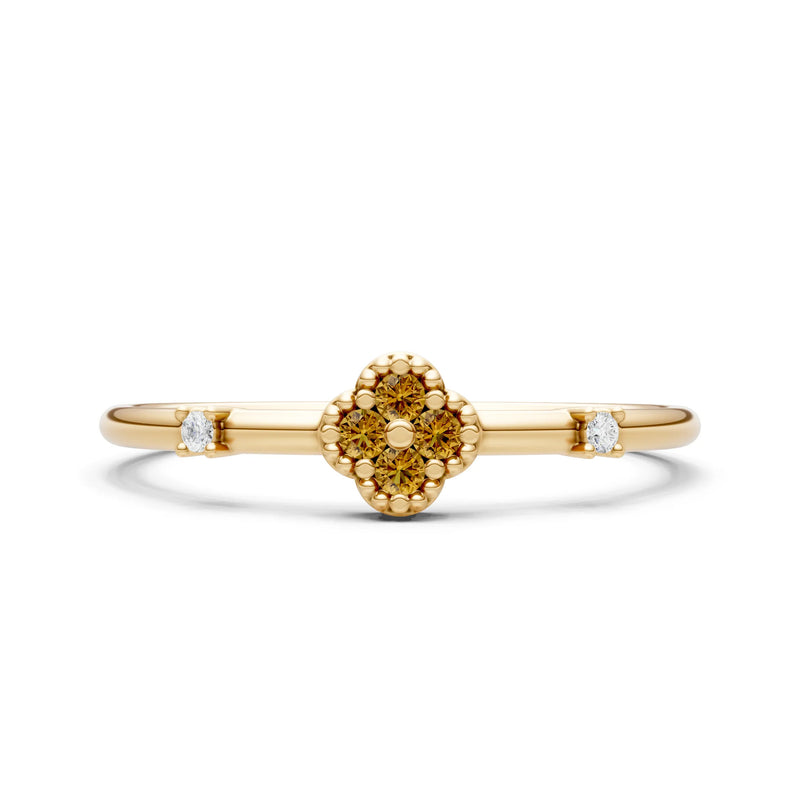 Citrine Dainty Gemstone Flower Cluster Ring – Round