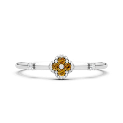Dainty Gemstone Flower Cluster Ring – Round