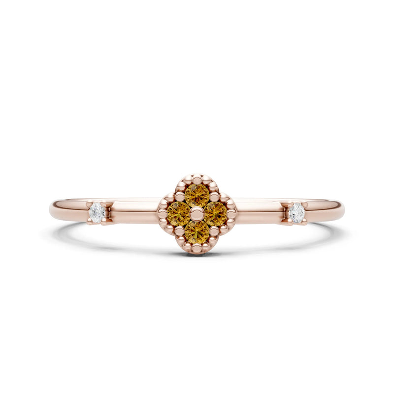 Citrine Dainty Gemstone Flower Cluster Ring – Round