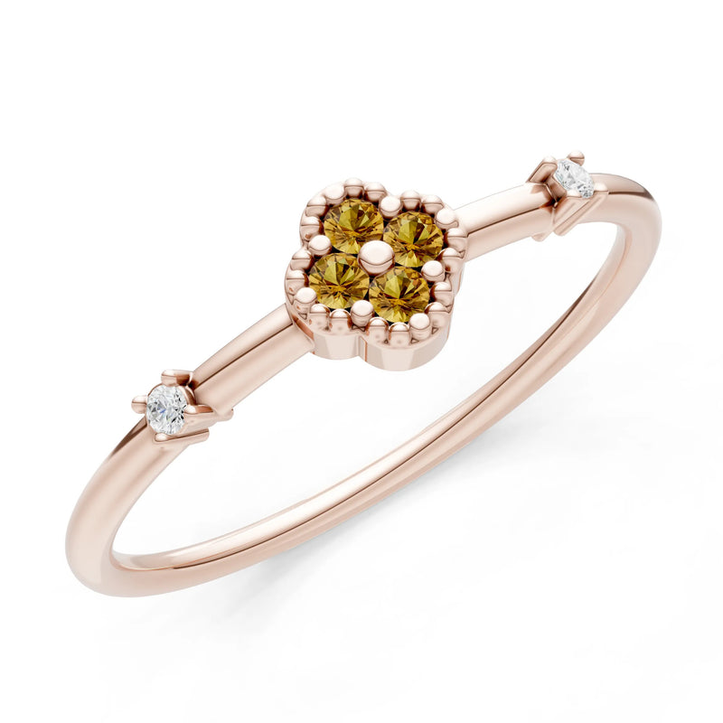 Citrine Dainty Gemstone Flower Cluster Ring – Round