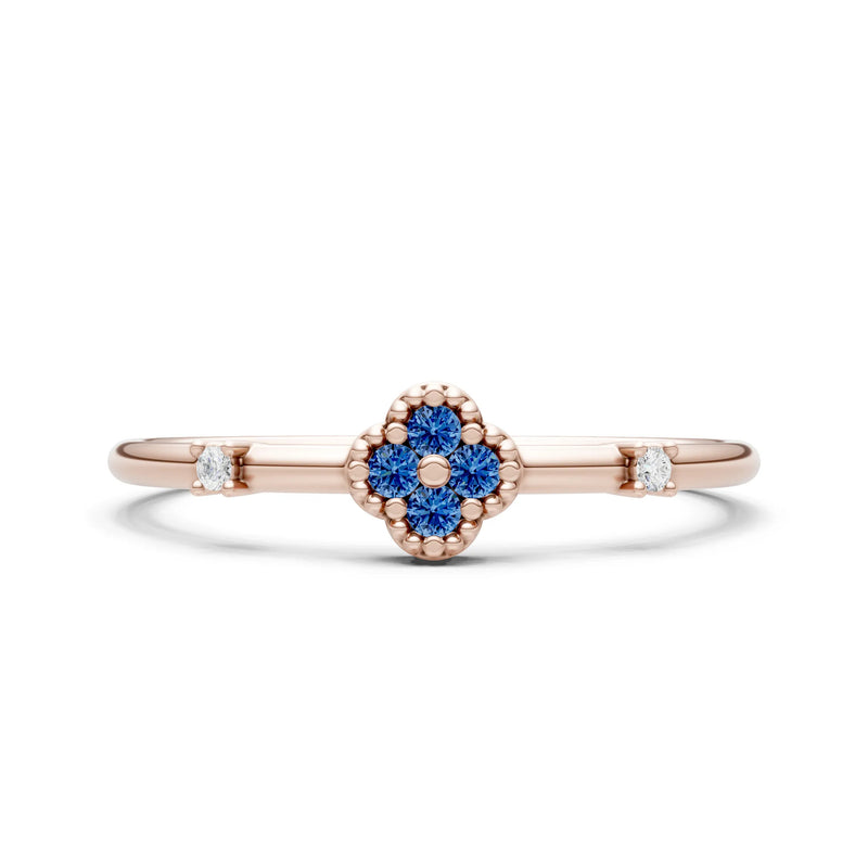 Dainty Gemstone Flower Cluster Ring – Round