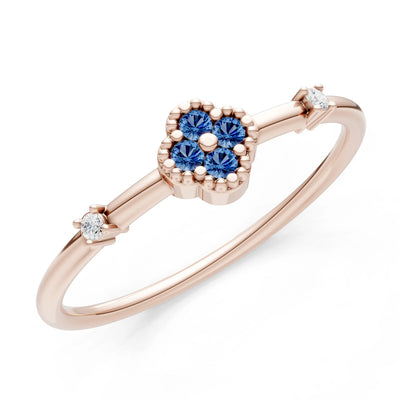 London Blue Topaz Dainty Gemstone Flower Cluster Ring – Round