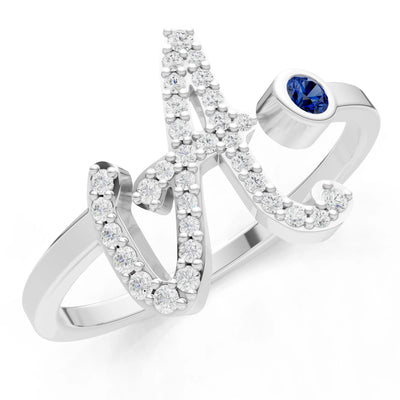Dainty Initial Letter Birthstone Open Ring – A