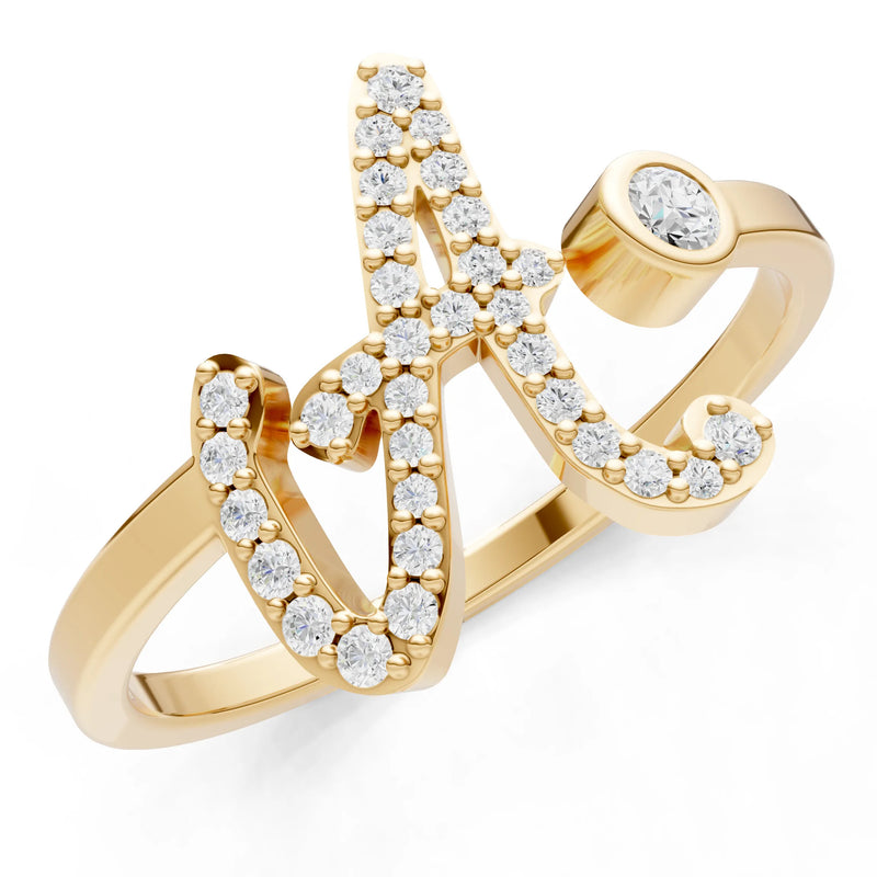 Dainty Initial Letter Birthstone Open Ring – A