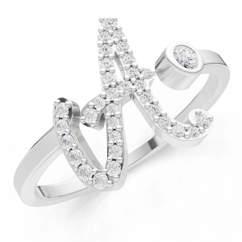 Dainty Initial Letter Birthstone Open Ring – A