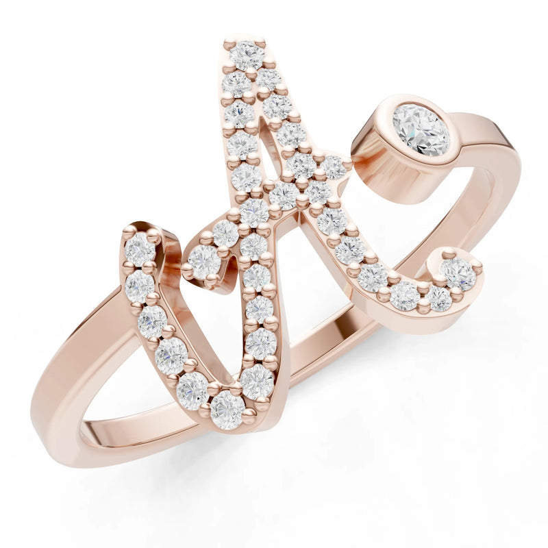 Dainty Initial Letter Birthstone Open Ring – A