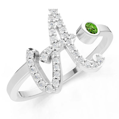 Dainty Initial Letter Birthstone Open Ring – A