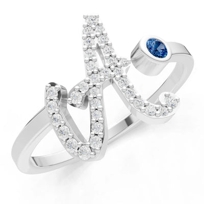 Dainty Initial Letter Birthstone Open Ring – A