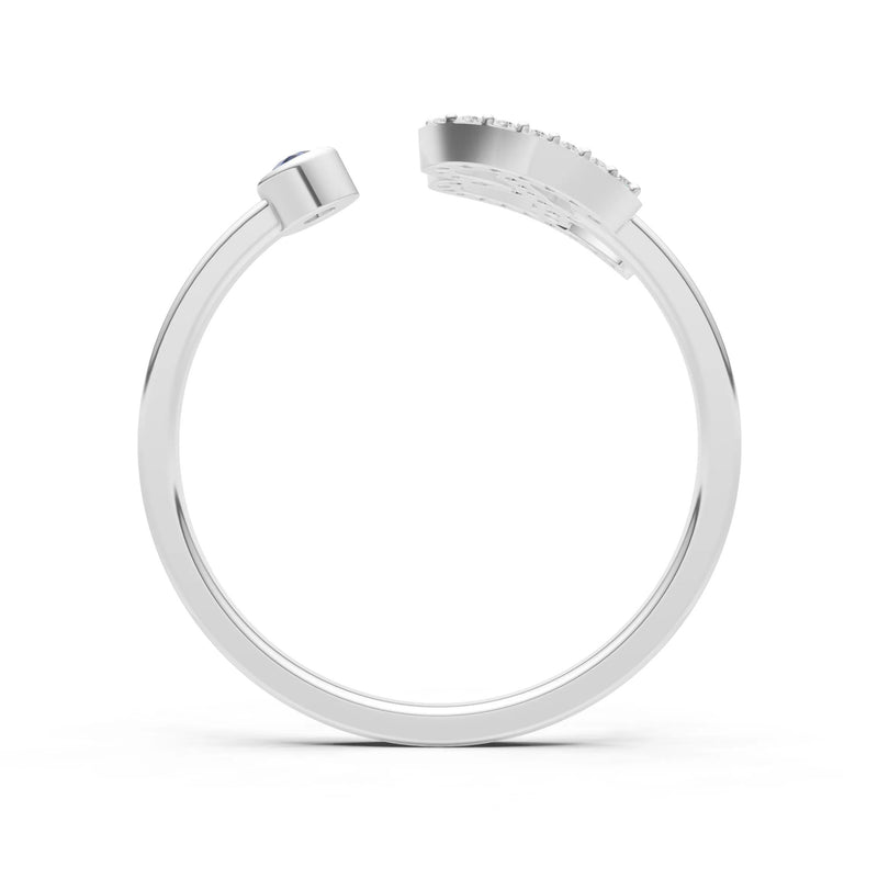Dainty Initial Letter Birthstone Open Ring – B