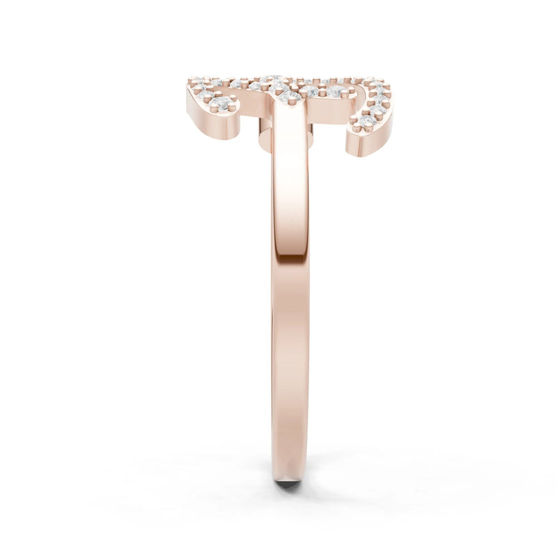 Dainty Initial Letter Birthstone Open Ring – B