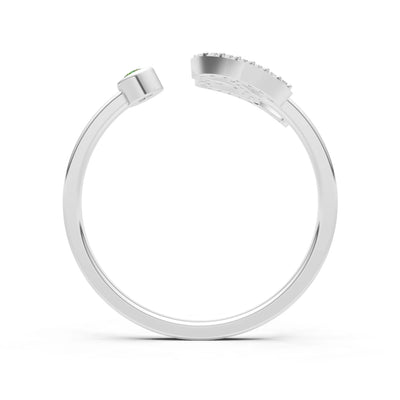 Dainty Initial Letter Birthstone Open Ring – B