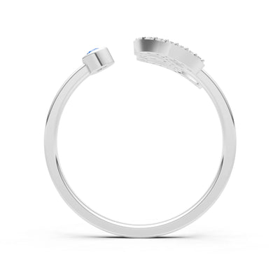 Dainty Initial Letter Birthstone Open Ring – B
