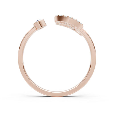 Dainty Initial Letter Birthstone Open Ring – B