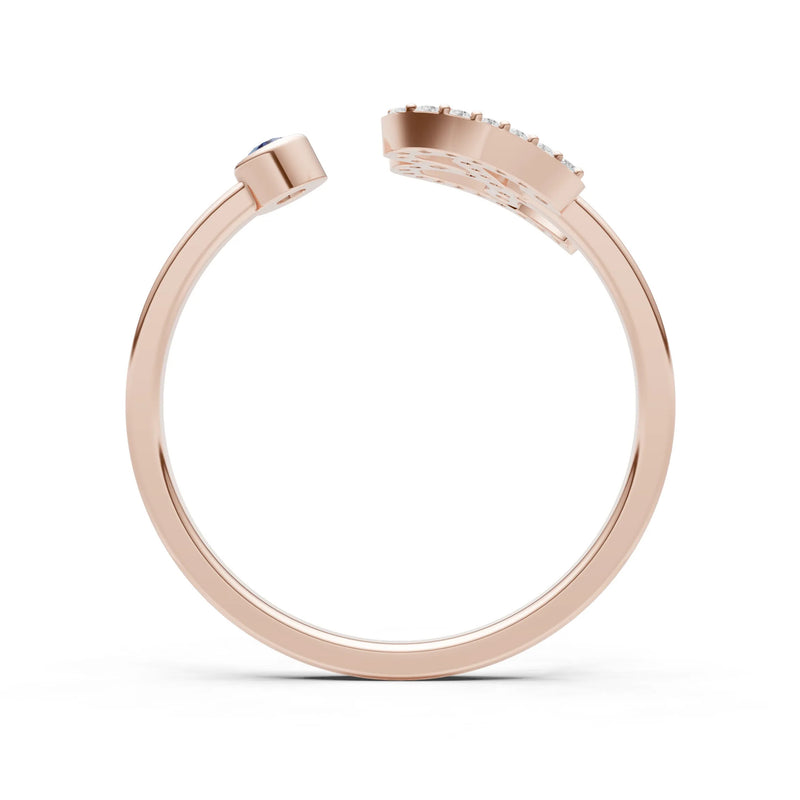 Dainty Initial Letter Birthstone Open Ring – B