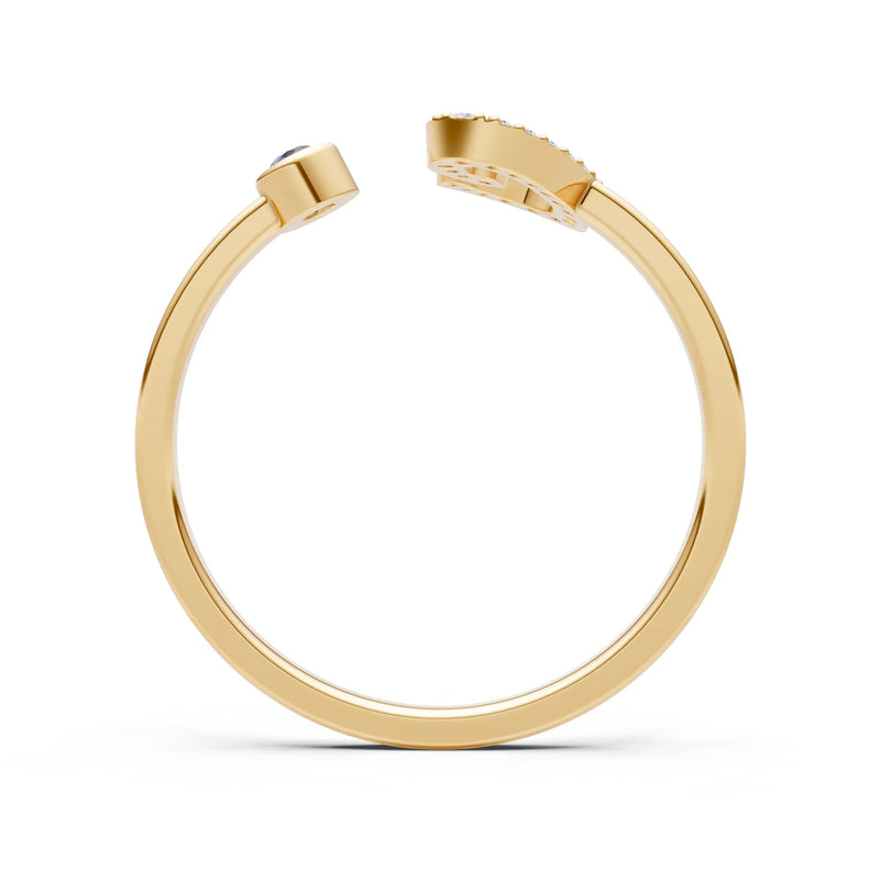 Dainty Initial Letter Birthstone Open Ring – C