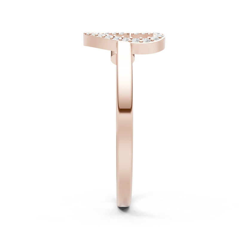 Dainty Initial Letter Birthstone Open Ring – C
