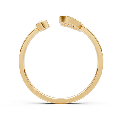 Dainty Initial Letter Birthstone Open Ring – C