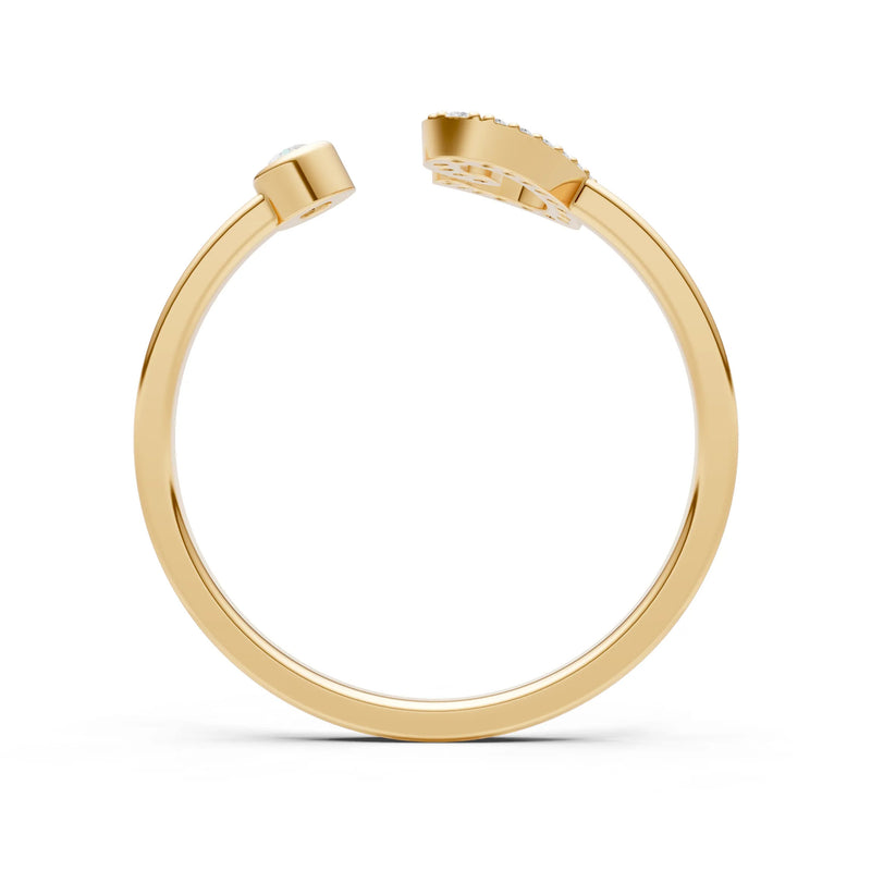 Dainty Initial Letter Birthstone Open Ring – C