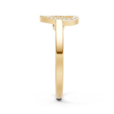 Dainty Initial Letter Birthstone Open Ring – C