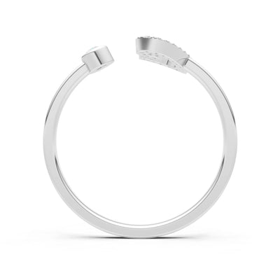 Dainty Initial Letter Birthstone Open Ring – C