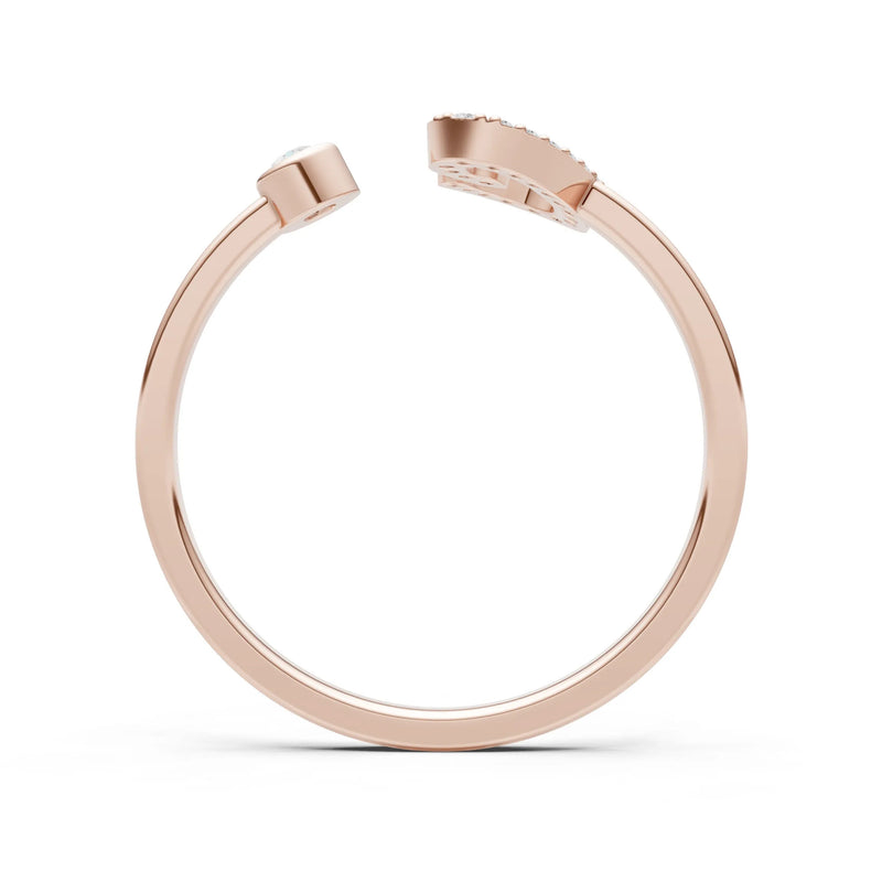 Dainty Initial Letter Birthstone Open Ring – C