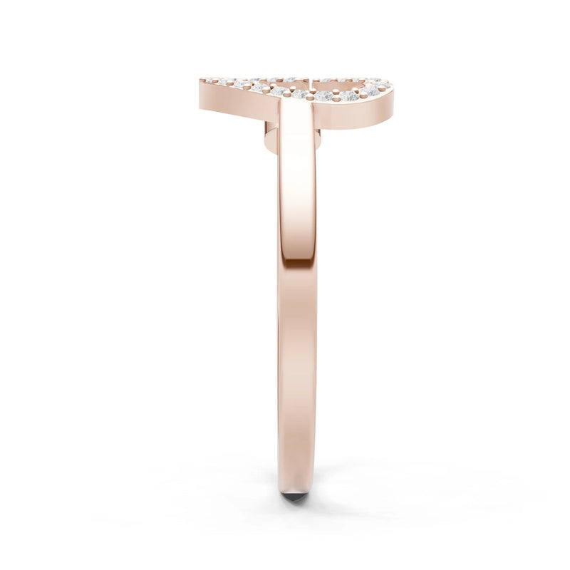 Dainty Initial Letter Birthstone Open Ring – C