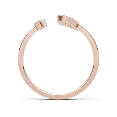 Dainty Initial Letter Birthstone Open Ring – C