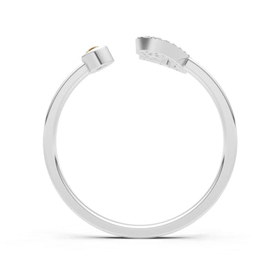 Dainty Initial Letter Birthstone Open Ring – C