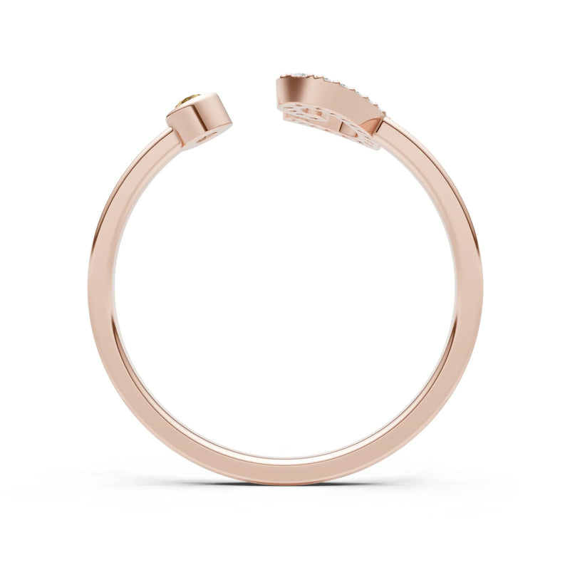 Dainty Initial Letter Birthstone Open Ring – C