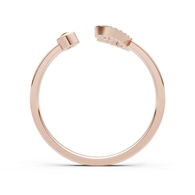 Citrine Dainty Initial Letter Birthstone Open Ring – C