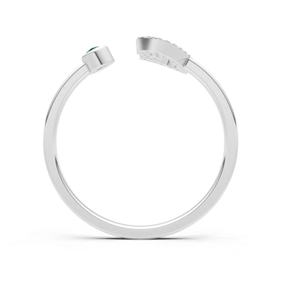 Dainty Initial Letter Birthstone Open Ring – C