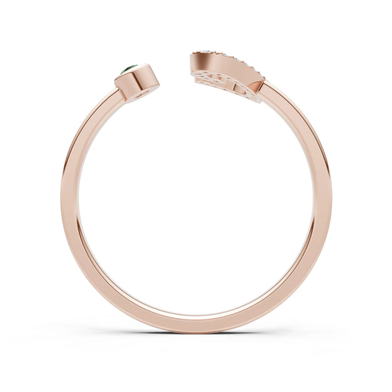 Dainty Initial Letter Birthstone Open Ring – C
