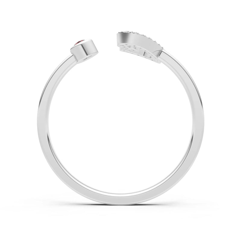 Dainty Initial Letter Birthstone Open Ring – C