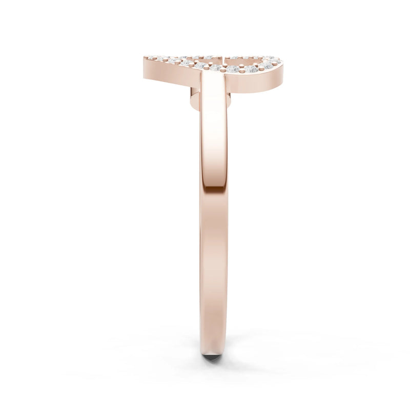Dainty Initial Letter Birthstone Open Ring – C