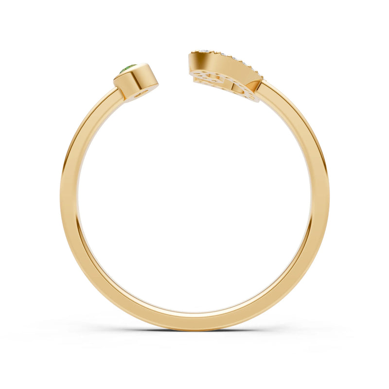 Dainty Initial Letter Birthstone Open Ring – C