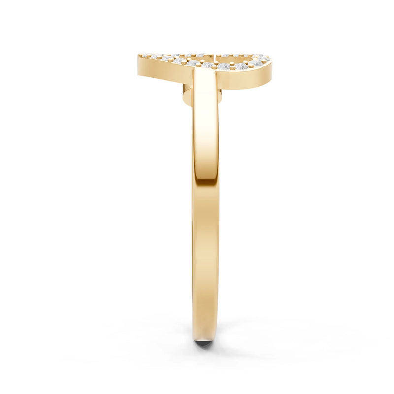Dainty Initial Letter Birthstone Open Ring – C