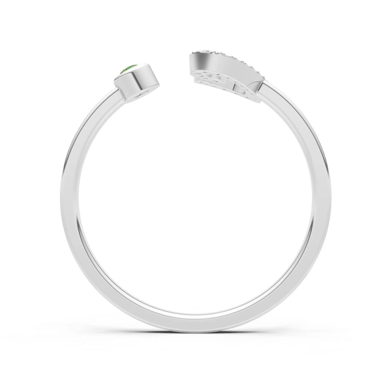 Dainty Initial Letter Birthstone Open Ring – C