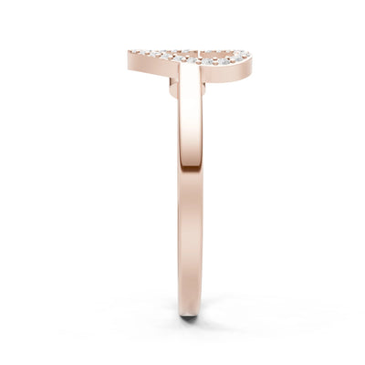 Dainty Initial Letter Birthstone Open Ring – C